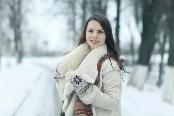 Portrét mladé dívky zimní — Stock fotografie