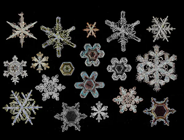 Conjunto de cristales de hielo de copo de nieve — Foto de Stock