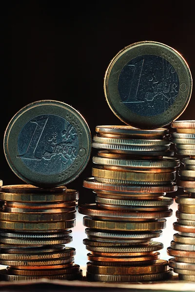 Στοίβες κερμάτων ευρώ από κοντά — Φωτογραφία Αρχείου