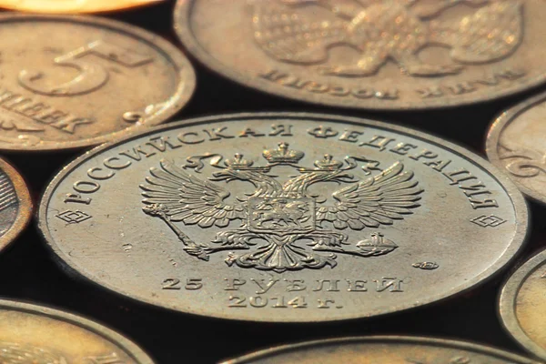 Ρούβλι Ρωσίας κερμάτων φόντου — Φωτογραφία Αρχείου