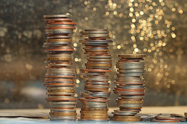 Hromádky mincí, peníze — Stock fotografie
