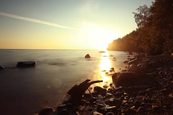 Golden sunset on beach — Stock Photo, Image