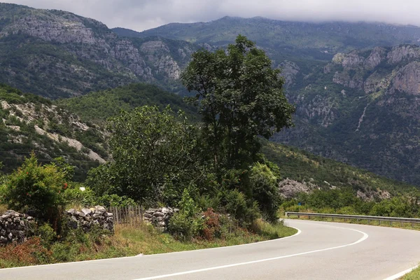 Landschaft mit Bergstraße — Stockfoto