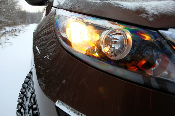 Close-up of the car headlights — Stock Photo, Image