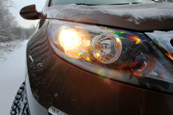 Close-up of the car headlights — Stock Photo, Image