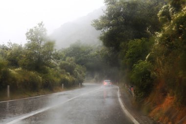 Yağmur altında sürme araba