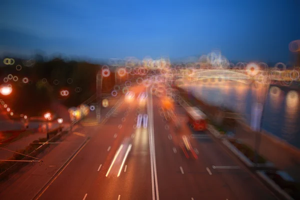 夜間都市交通灯 — ストック写真