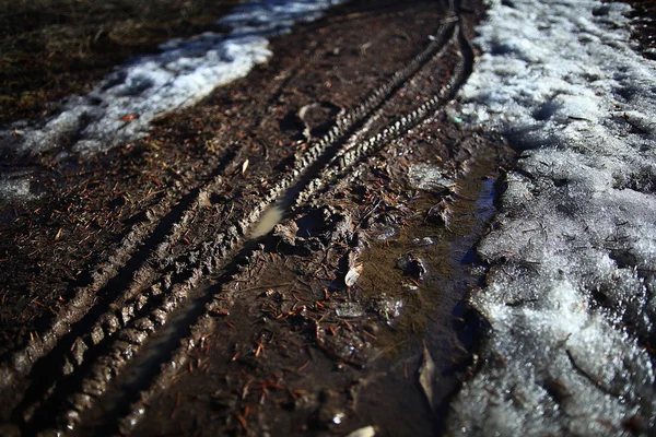 Tire tracks on the dirt — Stock Photo, Image