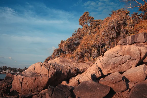 Paesaggio con rocce sulla costa — Foto Stock