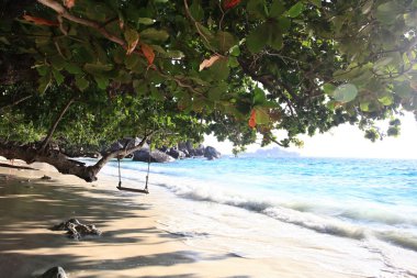 Deniz sahilinde salıncak