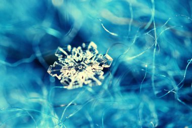 Makro kar tanesi üzerinde yün