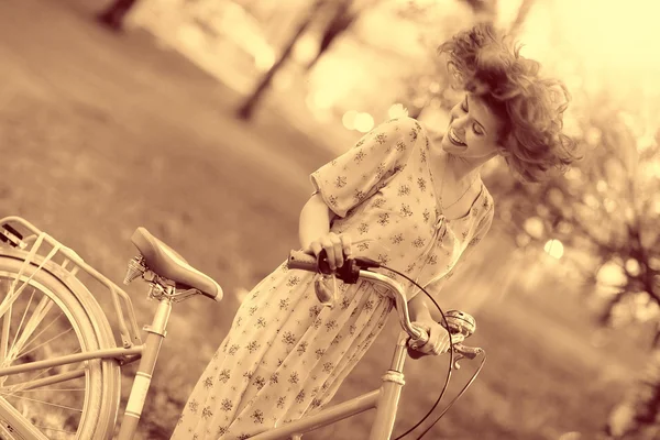 Sepia portrait of a girl hipster — Stock Photo, Image