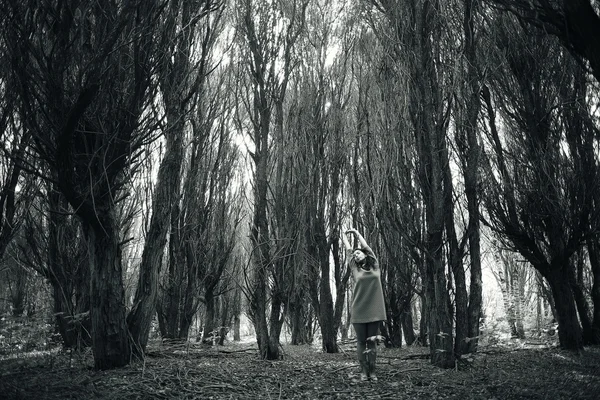 Μελαχρινή γυναίκα στο δάσος — Φωτογραφία Αρχείου