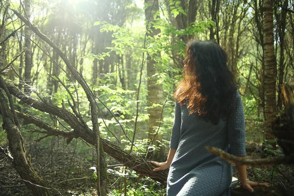 Woman in the summer forest — Stock Photo, Image