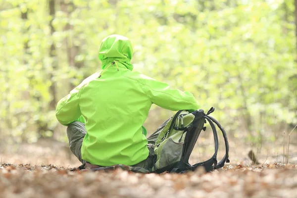 Mochila na floresta — Fotografia de Stock