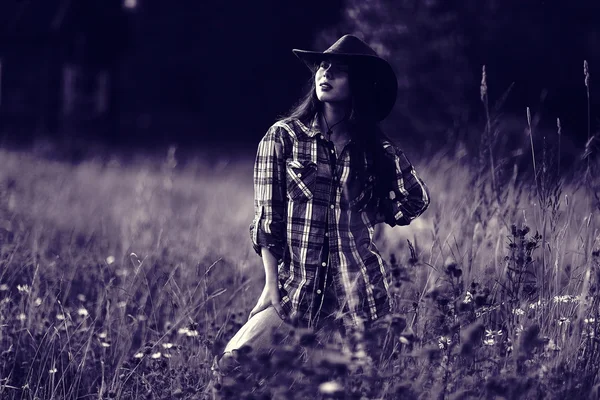 Girl in a cowboy style — Stock Photo, Image