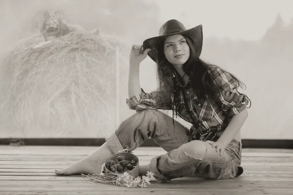 Flicka i vilda västern-stil — Stockfoto
