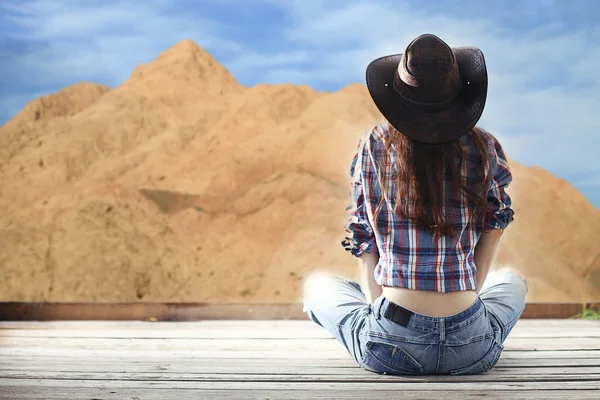 Girl in a cowboy style — Stock Photo, Image