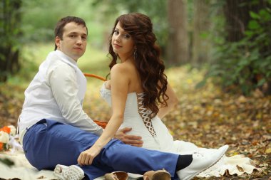 park gelin ve damat sonbahar düğün