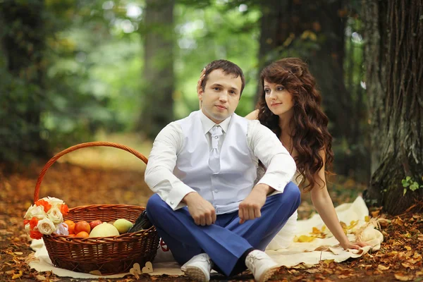 Ślub piknik w parku — Zdjęcie stockowe