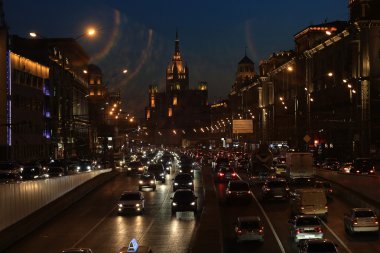 Gece trafik araba yol