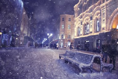 gece manzarası, Moskova Merkezi kış