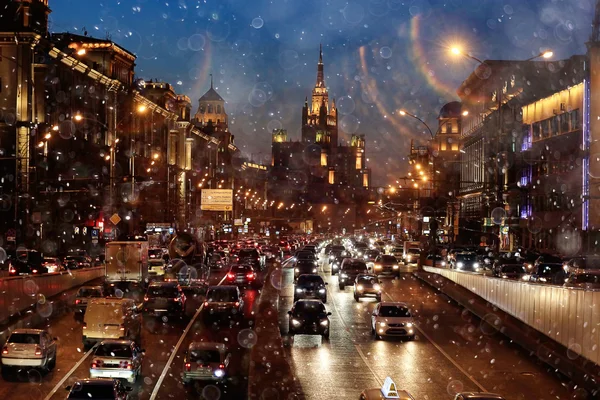 Sfondo città notte con sfondo sfocato Strada — Foto Stock