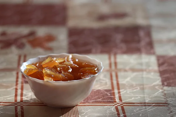 Apricot jam on the table — Stock Photo, Image