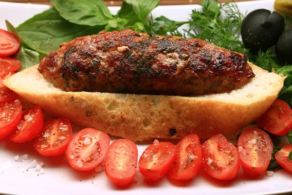 Steak grill with vegetables — Stock Photo, Image