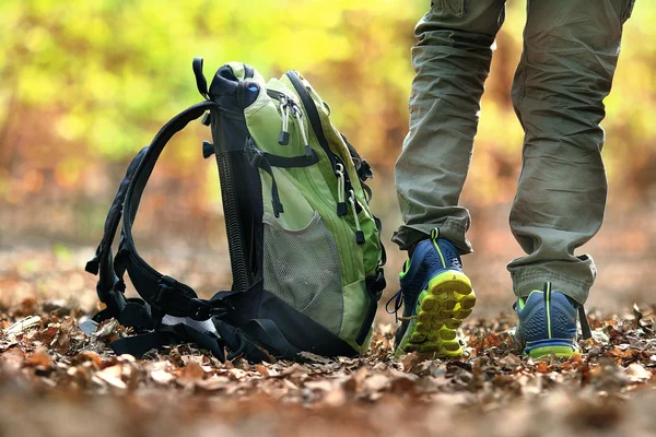 Sac à dos dans les bois — Photo