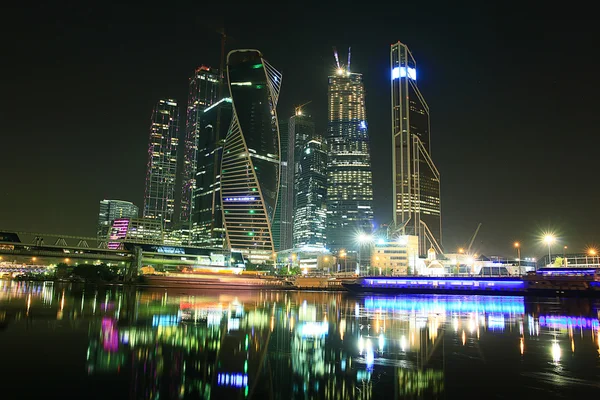 Stadt beleuchtet Moskau Stadt — Stockfoto