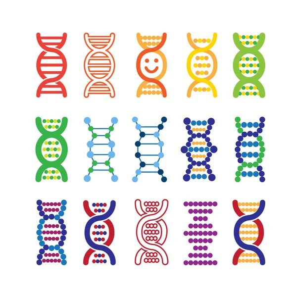 Renkli Dna simgeler kümesi. — Stok Vektör