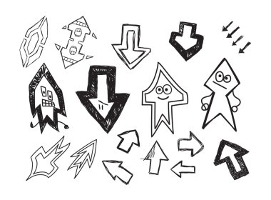 Eğlenceli kümesi el çekilmiş karakter okları.