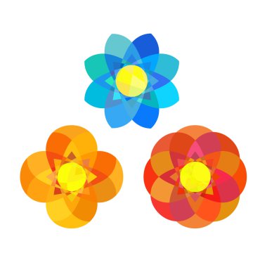 Geometri mandala çiçek kümesi.