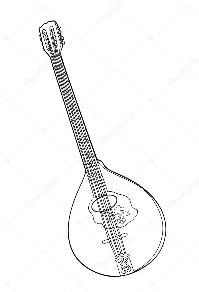 Irish bouzouki in hand drawn tehnique Stock Vector Image by ©verock