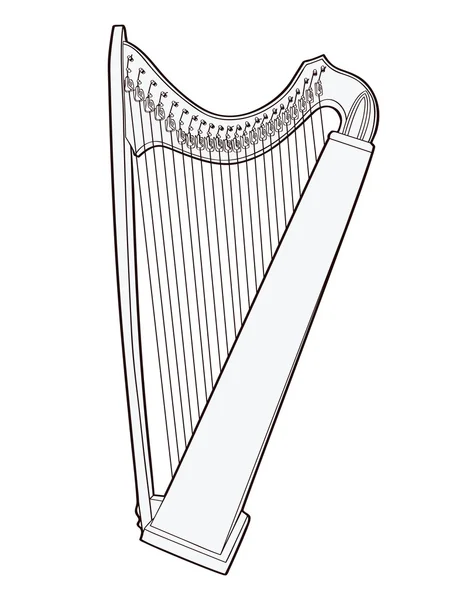 Levier gothique harpe celtique isolé sur fond blanc — Image vectorielle