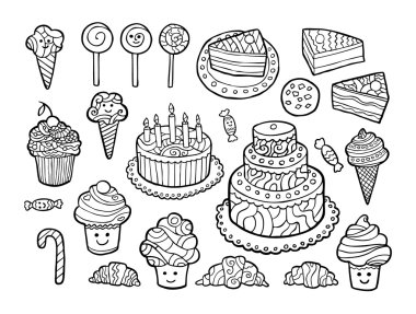 Şirin tek renkli tatlılar kümesi.