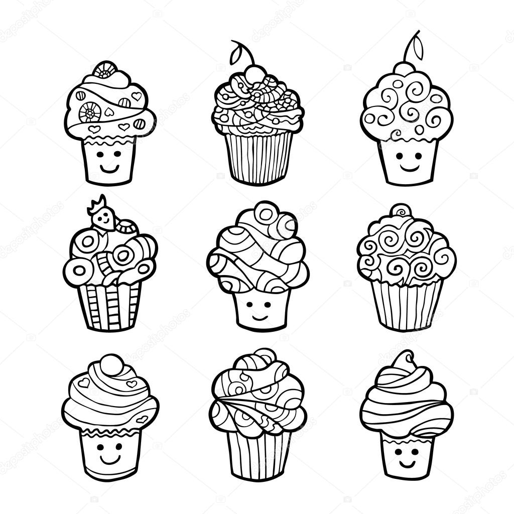 すべての動物の画像 新鮮なカップケーキ イラスト モノクロ