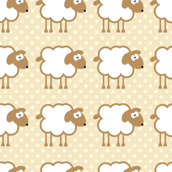 Бесшовный рисунок с овцами на теплом пунктирном фоне . — стоковый вектор