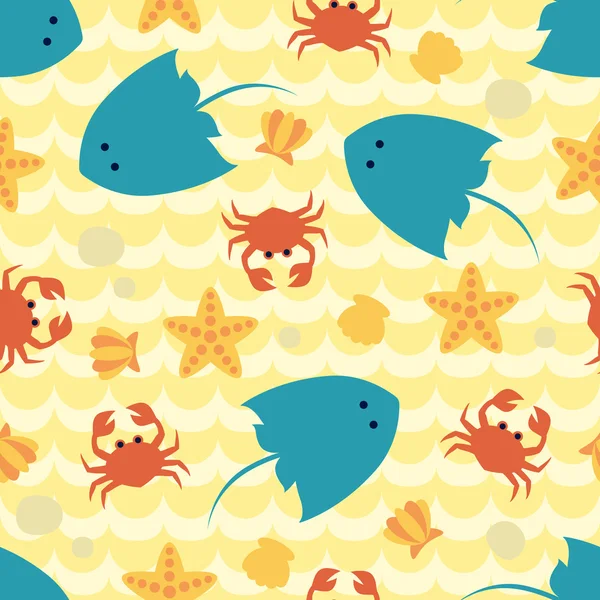 Seamless pattern with seabed view. — 图库矢量图片