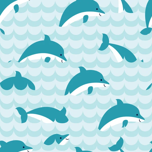 Varrat nélküli mintázat a delfinek állományával. — Stock Vector