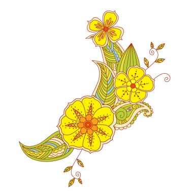 Renkli Mehendi tasarım. Vektör çizimi