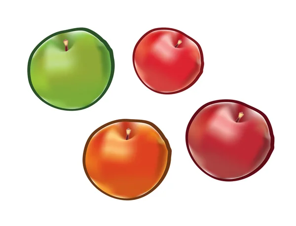 Conjunto de manzanas aisladas sobre fondo blanco. — Vector de stock