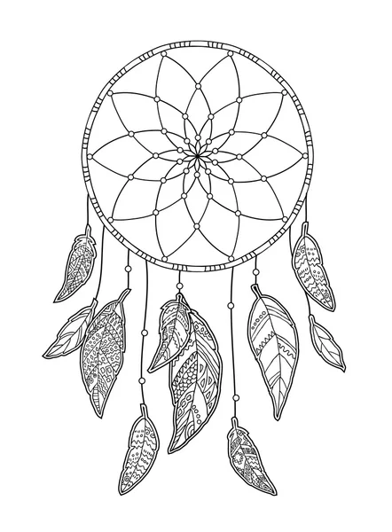 Hand drawn monochrome Dreamcatcher isolated on white background. — Stock Vector
