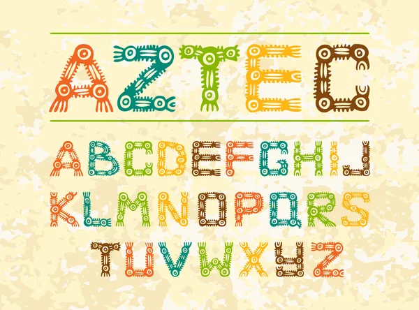 Alphabet ethnique ancien aztèque — Image vectorielle