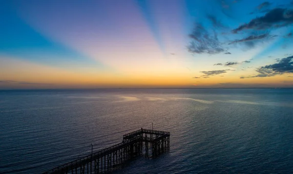 Pier Mobile Bay Bij Zonsondergang Uit Daphne Alabama Oktober 2020 — Stockfoto