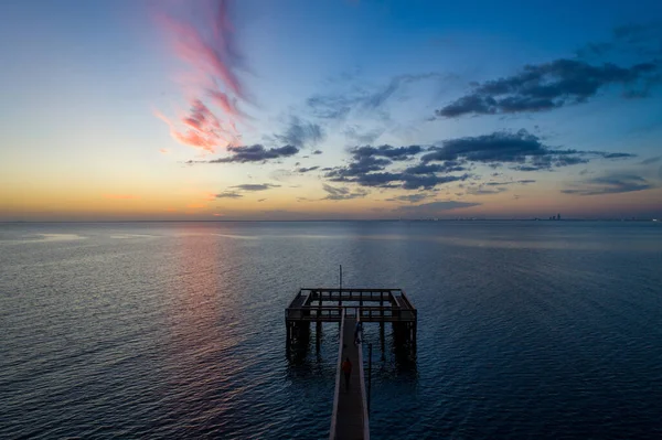 Muelle Mobile Bay Atardecer Desde Daphne Alabama Octubre 2020 — Foto de Stock