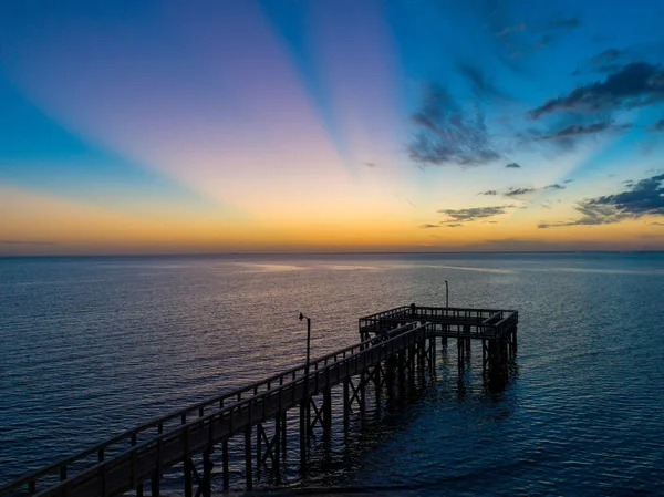 Pier Mobile Bay Bei Sonnenuntergang Von Daphne Alabama Oktober 2020 — Stockfoto