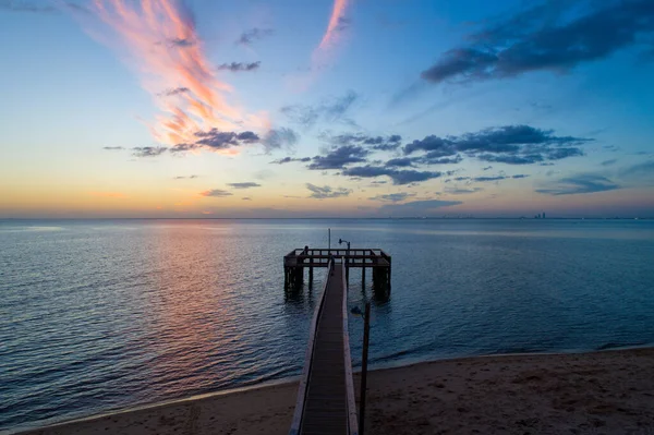 Pier Mobile Bay Pôr Sol Daphne Alabama Outubro 2020 — Fotografia de Stock