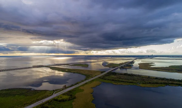 Veduta Aerea Mobile Bay Alabama Dopo Una Tempesta Ottobre — Foto Stock